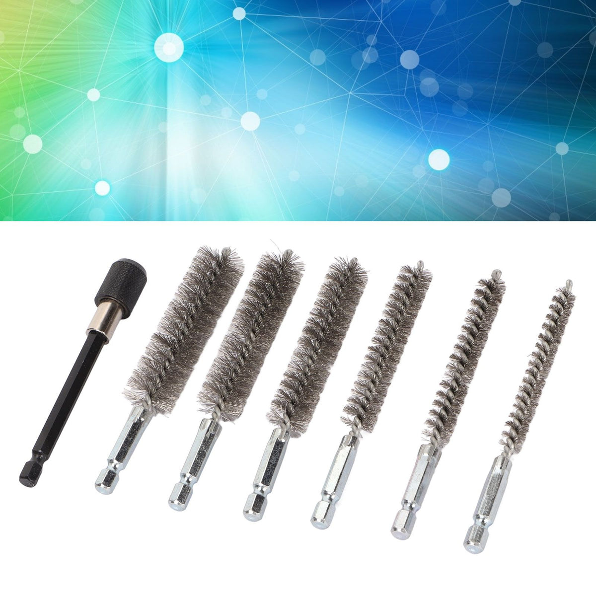 7Pcs Stainless Steel Bore Brush Stainless Steel Bristles Wire Brush in Different Sizes for Power Drill Cleaning