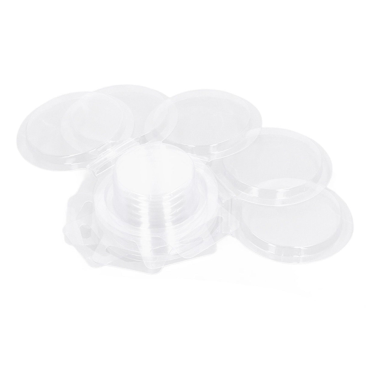 100PCS Wax Melt Molds Calmshell PET Separate Transparent Hanging Hole Empty Wax Melt Container for DIY Candles Chocolate Round