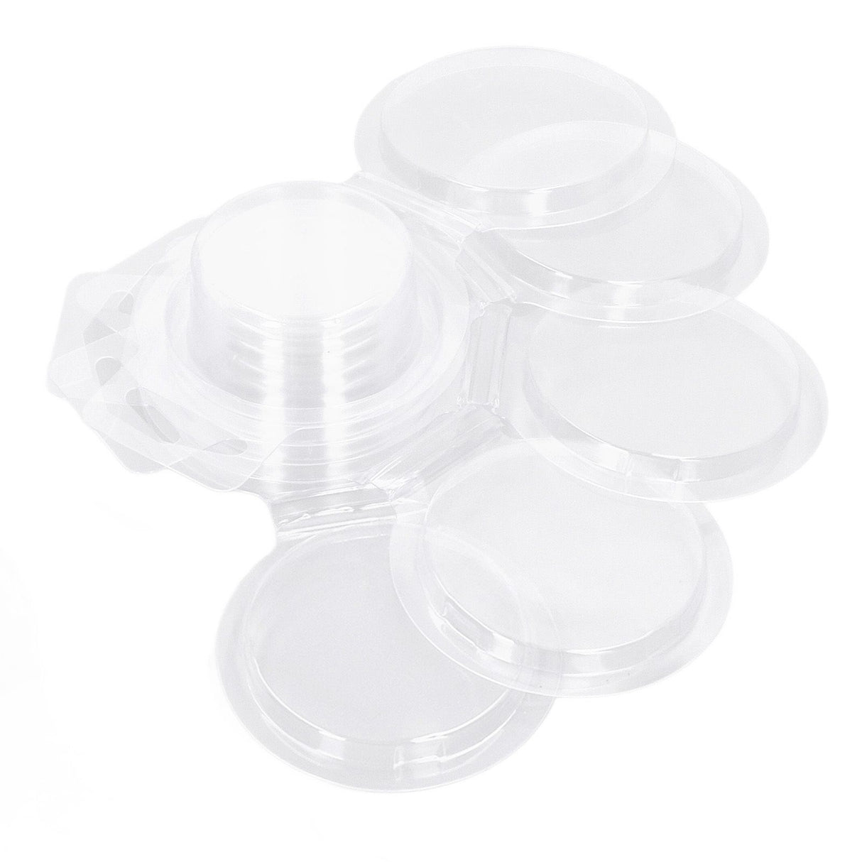 100PCS Wax Melt Molds Calmshell PET Separate Transparent Hanging Hole Empty Wax Melt Container for DIY Candles Chocolate Round