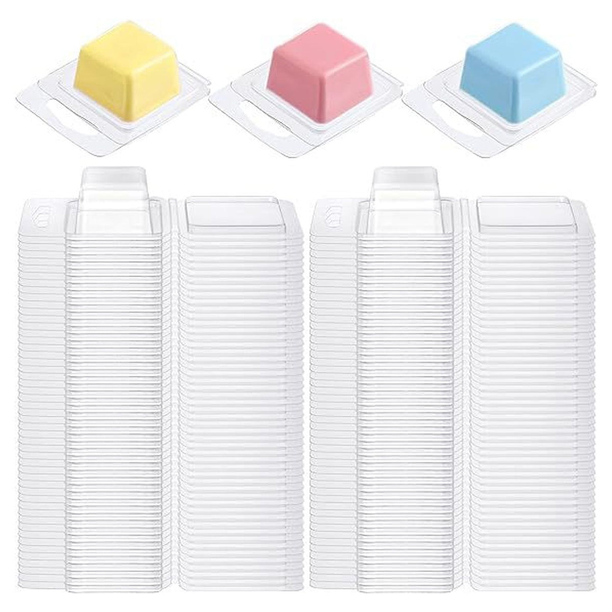 100PCS Wax Melt Molds Calmshell PET Separate Transparent Hanging Hole Empty Wax Melt Container for DIY Candles Chocolate Rectangle