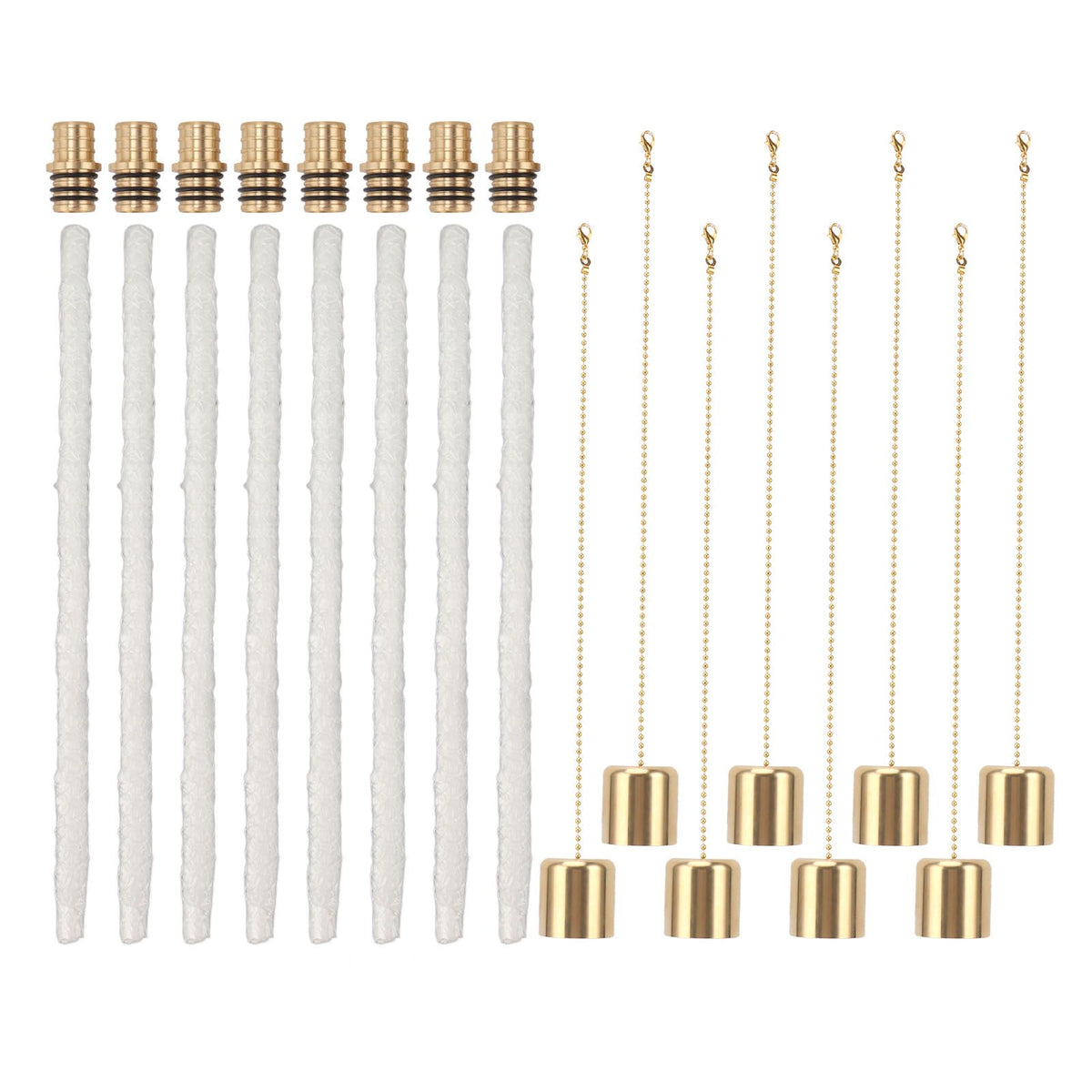8Pack Wine Bottle Torch Kit Long Life Torch Wicks Brass Torch Wick Holders Caps Wine Bottle Torch for Garden Patio