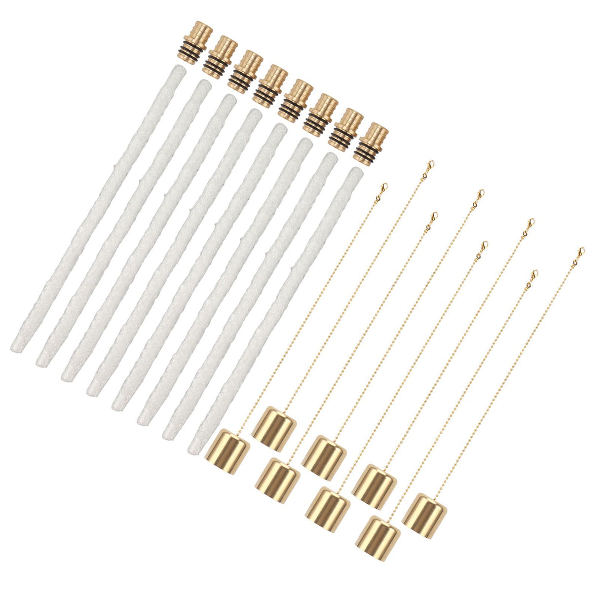 8Pack Wine Bottle Torch Kit Long Life Torch Wicks Brass Torch Wick Holders Caps Wine Bottle Torch for Garden Patio