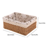 Woven Storage Basket Rural Fabric Weaving Handmade Desktop Storage Basket for Organizing Shelves Bedroom Bathroom Medium Size 22x16x10cm Khaki