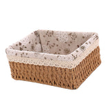 Woven Storage Basket Rural Fabric Weaving Handmade Desktop Storage Basket for Organizing Shelves Bedroom Bathroom Medium Size 22x16x10cm Khaki
