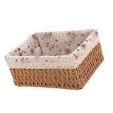 Woven Storage Basket Rural Fabric Weaving Handmade Desktop Storage Basket for Organizing Shelves Bedroom Bathroom Medium Size 22x16x10cm Khaki