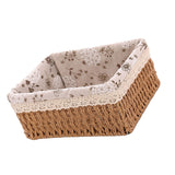 Woven Storage Basket Rural Fabric Weaving Handmade Desktop Storage Basket for Organizing Shelves Bedroom Bathroom Medium Size 22x16x10cm Khaki