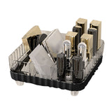 Makeup Organizer with Multiple Compartments Anti Slip Plastic Vanity Makeup Organizer for Cosmetics Lipsticks Jewelry Transparent Black