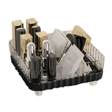 Makeup Organizer with Multiple Compartments Anti Slip Plastic Vanity Makeup Organizer for Cosmetics Lipsticks Jewelry Transparent Black