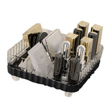 Makeup Organizer with Multiple Compartments Anti Slip Plastic Vanity Makeup Organizer for Cosmetics Lipsticks Jewelry Transparent Black - Top-Down View