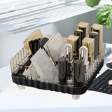 Makeup Organizer with Multiple Compartments Anti Slip Plastic Vanity Makeup Organizer for Cosmetics Lipsticks Jewelry Transparent Black - Rear View