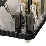 Makeup Organizer with Multiple Compartments Anti Slip Plastic Vanity Makeup Organizer for Cosmetics Lipsticks Jewelry Transparent Black