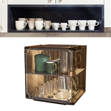 Cup Storage Rack Dustproof Stackable Plastic Clear Cup Organizer Box for Cabinet Desktop Medium Black