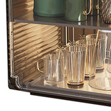 Cup Storage Rack Dustproof Stackable Plastic Clear Cup Organizer Box for Cabinet Desktop Medium Black - Close-Up Angle