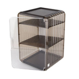 Cup Storage Rack Dustproof Stackable Plastic Clear Cup Organizer Box for Cabinet Desktop Large Black - Front View