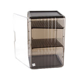 Cup Storage Rack Dustproof Stackable Plastic Clear Cup Organizer Box for Cabinet Desktop Large Black