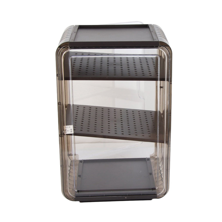 Cup Storage Rack Dustproof Stackable Plastic Clear Cup Organizer Box for Cabinet Desktop Large Black