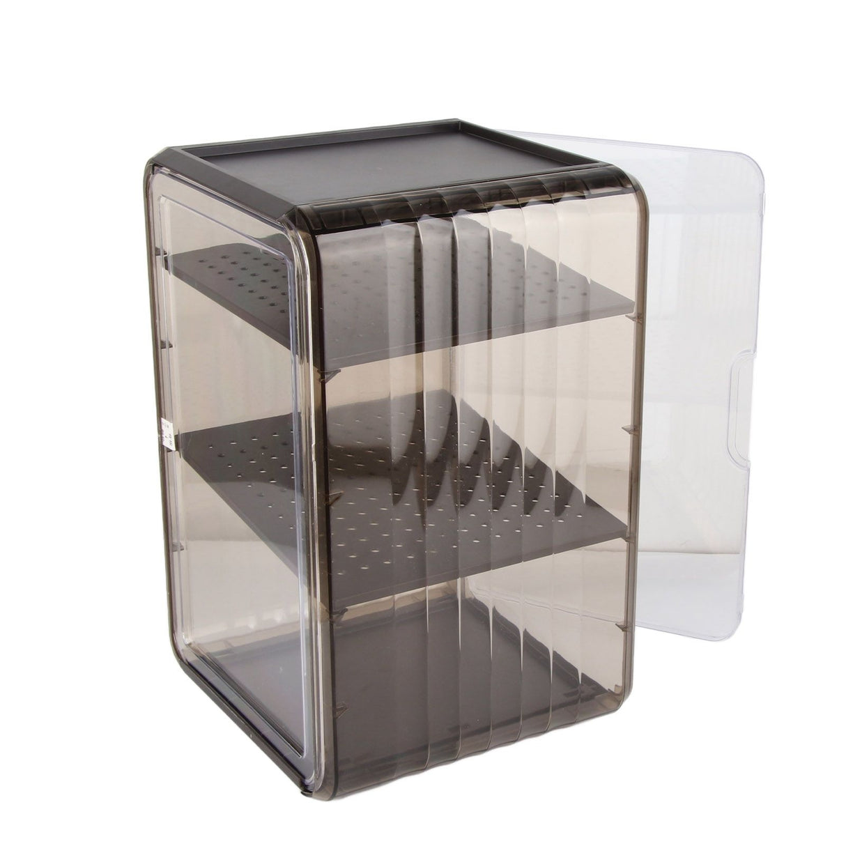 Cup Storage Rack Dustproof Stackable Plastic Clear Cup Organizer Box for Cabinet Desktop Large Black