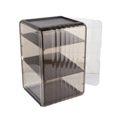 Cup Storage Rack Dustproof Stackable Plastic Clear Cup Organizer Box for Cabinet Desktop Large Black