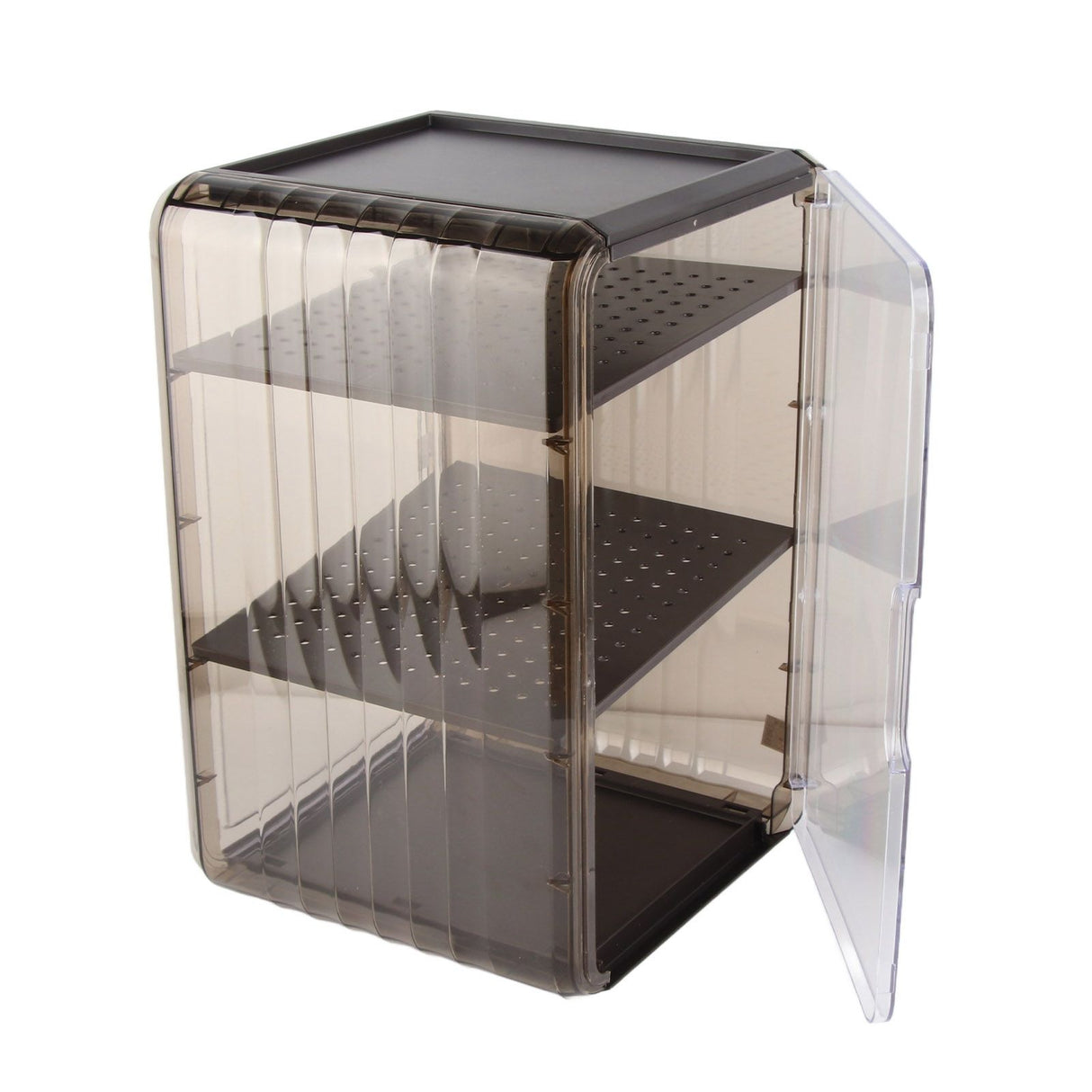 Cup Storage Rack Dustproof Stackable Plastic Clear Cup Organizer Box for Cabinet Desktop Large Black