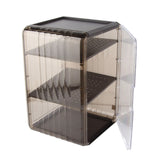 Cup Storage Rack Dustproof Stackable Plastic Clear Cup Organizer Box for Cabinet Desktop Large Black - Close-Up Angle