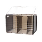 Cup Storage Rack Dustproof Stackable Plastic Clear Cup Organizer Box for Cabinet Desktop Large Black