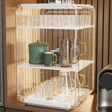 Cup Storage Rack Dustproof Stackable Plastic Clear Cup Organizer Box for Cabinet Desktop Large White - 45-Degree Angle