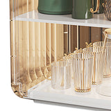 Cup Storage Rack Dustproof Stackable Plastic Clear Cup Organizer Box for Cabinet Desktop Large White - Close-Up Angle