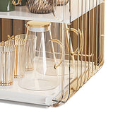 Cup Storage Rack Dustproof Stackable Plastic Clear Cup Organizer Box for Cabinet Desktop Large White - Extra Image