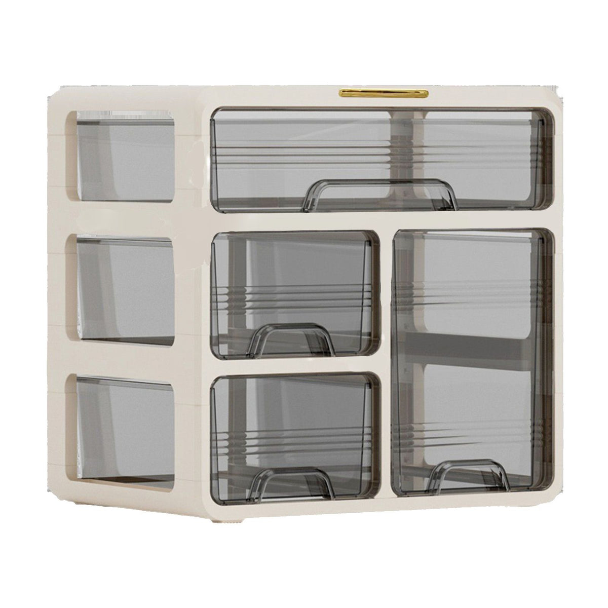 Desk Organizer with Drawer Plastic Desk Storage Box Desktop Organization for Home Collection Cosmetics Office Supplies Cream 3 Layer