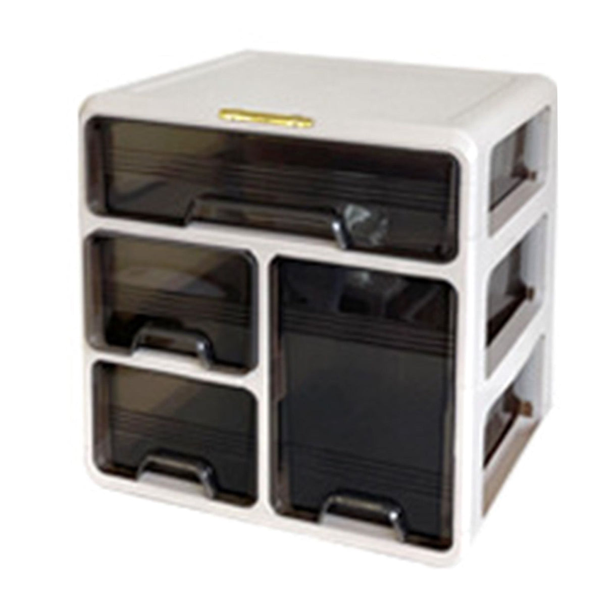 Desk Organizer with Drawer Plastic Desk Storage Box Desktop Organization for Home Collection Cosmetics Office Supplies Cream 3 Layer