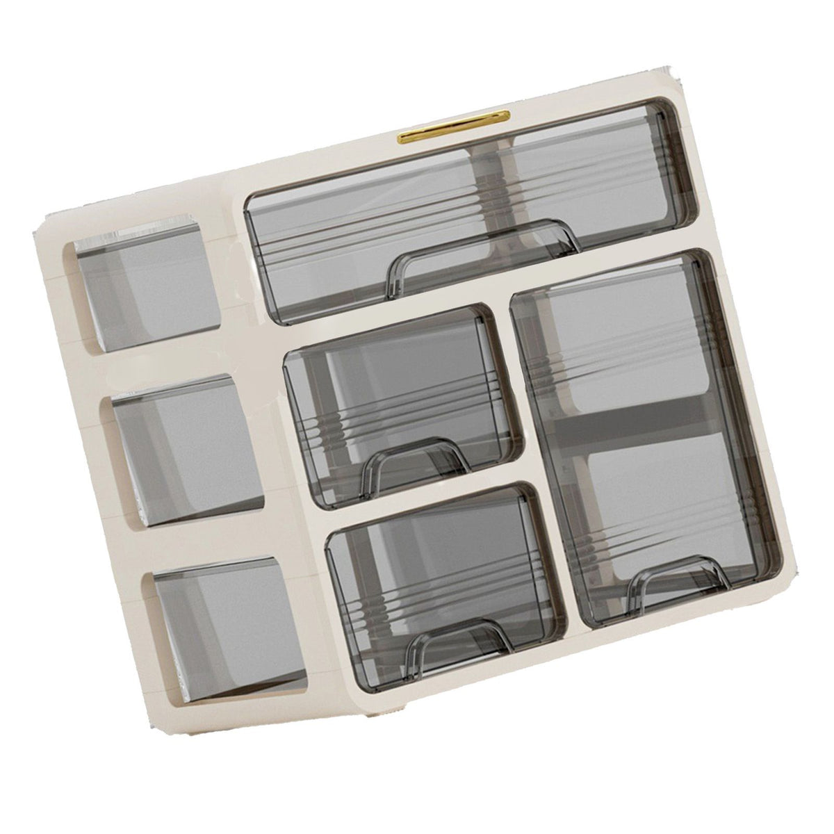 Desk Organizer with Drawer Plastic Desk Storage Box Desktop Organization for Home Collection Cosmetics Office Supplies Cream 3 Layer