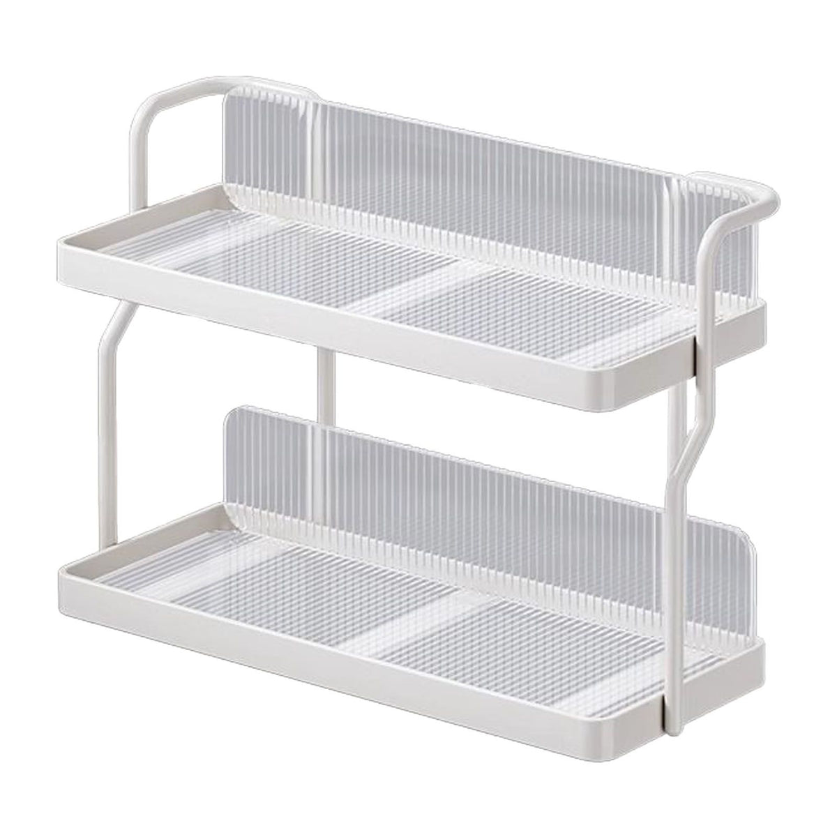 Countertop Shelf Organizer Carbon Steel 2 Tier Multifunctional Kitchen Spice Rack for Bedroom Bathroom Cupboard Under Sink Cream White
