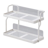 Countertop Shelf Organizer Carbon Steel 2 Tier Multifunctional Kitchen Spice Rack for Bedroom Bathroom Cupboard Under Sink Cream White