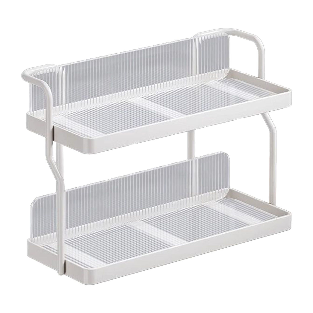 Countertop Shelf Organizer Carbon Steel 2 Tier Multifunctional Kitchen Spice Rack for Bedroom Bathroom Cupboard Under Sink Cream White