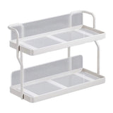 Countertop Shelf Organizer Carbon Steel 2 Tier Multifunctional Kitchen Spice Rack for Bedroom Bathroom Cupboard Under Sink Cream White