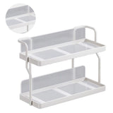Countertop Shelf Organizer Carbon Steel 2 Tier Multifunctional Kitchen Spice Rack for Bedroom Bathroom Cupboard Under Sink Cream White - Side View