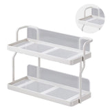 Countertop Shelf Organizer Carbon Steel 2 Tier Multifunctional Kitchen Spice Rack for Bedroom Bathroom Cupboard Under Sink Cream White