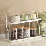 Countertop Shelf Organizer Carbon Steel 2 Tier Multifunctional Kitchen Spice Rack for Bedroom Bathroom Cupboard Under Sink Cream White
