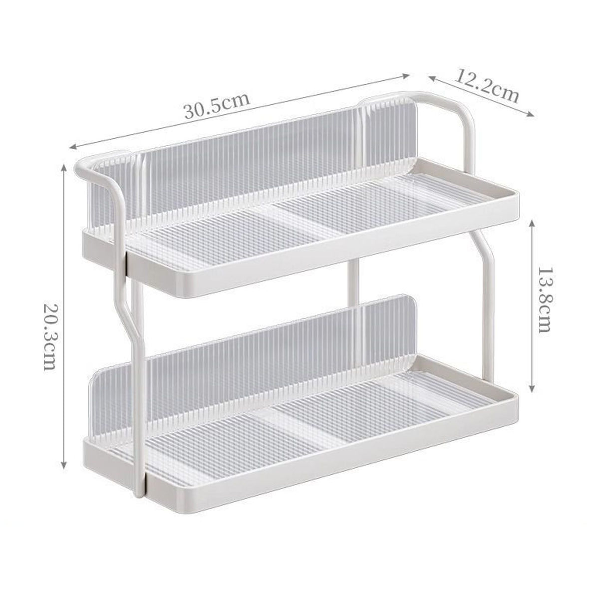 Countertop Shelf Organizer Carbon Steel 2 Tier Multifunctional Kitchen Spice Rack for Bedroom Bathroom Cupboard Under Sink Cream White