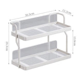 Countertop Shelf Organizer Carbon Steel 2 Tier Multifunctional Kitchen Spice Rack for Bedroom Bathroom Cupboard Under Sink Cream White - Extra Image