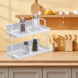 Countertop Shelf Organizer Carbon Steel 2 Tier Multifunctional Kitchen Spice Rack for Bedroom Bathroom Cupboard Under Sink Cream White