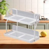 Countertop Shelf Organizer Carbon Steel 2 Tier Multifunctional Kitchen Spice Rack for Bedroom Bathroom Cupboard Under Sink Cream White - Extra Image