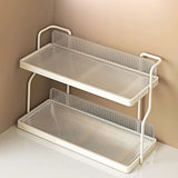 Countertop Shelf Organizer Carbon Steel 2 Tier Multifunctional Kitchen Spice Rack for Bedroom Bathroom Cupboard Under Sink Cream White - Extra Image