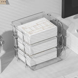 Transparent Desktop Stationery Organizer Stackable Stationery Files Storage Shelf Desktop Organizer L 26.5x33.2x8.5cm - Rear View