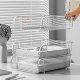 Transparent Desktop Stationery Organizer Stackable Stationery Files Storage Shelf Desktop Organizer L 26.5x33.2x8.5cm - Extra Image