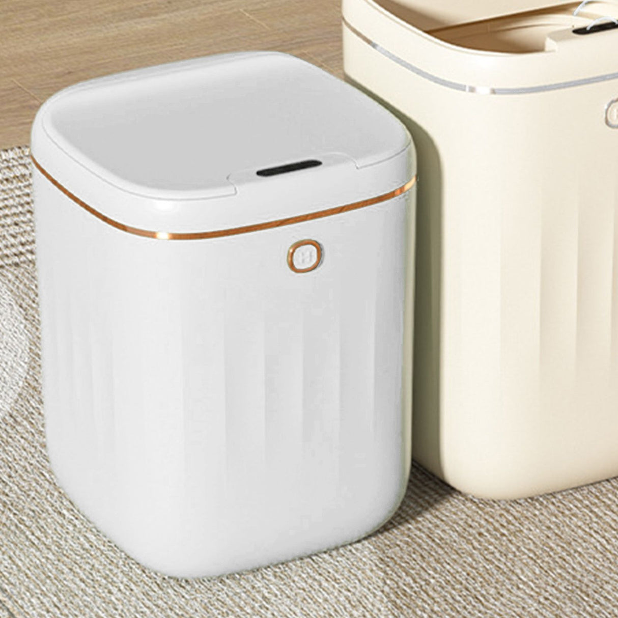 Automatic Trash Can 20L Touchless Sensor Easy Clean PP Waterproof Electric Garbage Bin for Kitchen Bathroom White Golden Battery Powered
