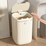 Automatic Trash Can 20L Touchless Sensor Easy Clean PP Waterproof Electric Garbage Bin for Kitchen Bathroom Cream White Battery Powered