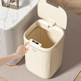 Automatic Trash Can 20L Touchless Sensor Easy Clean PP Waterproof Electric Garbage Bin for Kitchen Bathroom Cream White Battery Powered