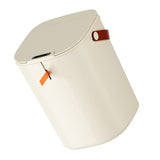 20L Sensor Trash Can with Handle ABS Automatic Induction Touchless Garbage Can for Bathroom Cream Color - Top-Down View