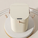 20L Sensor Trash Can with Handle ABS Automatic Induction Touchless Garbage Can for Bathroom Cream Color - Close-Up Angle